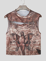 Men's Abstract Print Cropped Tank SKUL15373