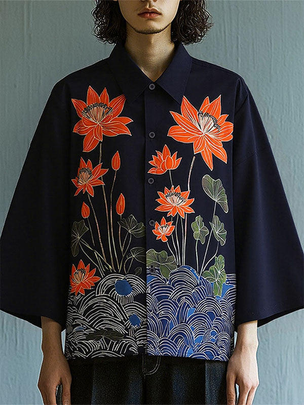 Men's Floral Print Long Sleeve Shirt SKUL17020