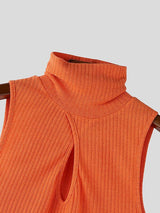 Men's Knit Textured Hollow Cropped Tank SKUL52631