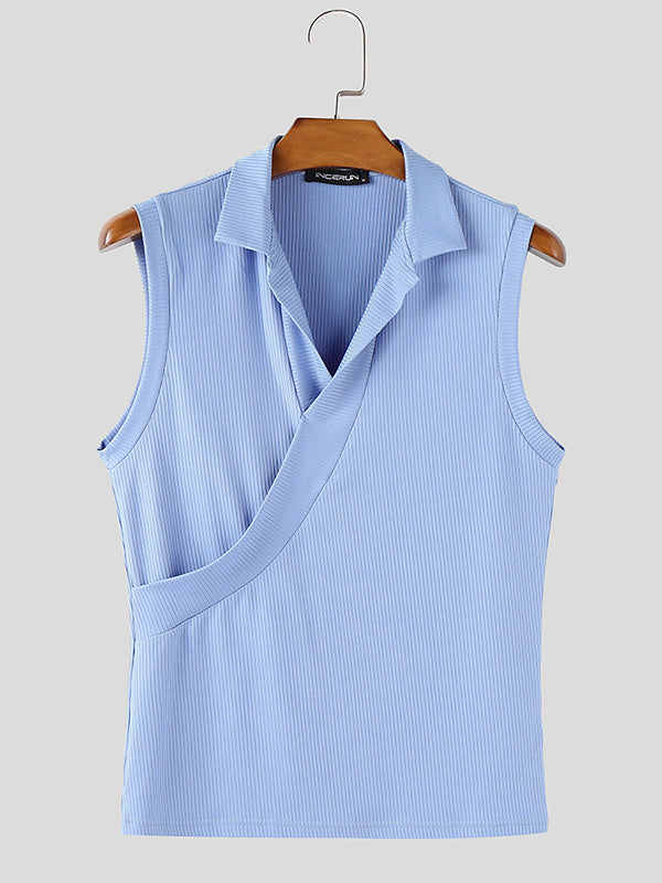 Mens Solid Color Textured Casual Tank SKUL09764