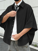 Men's Solid Color Loose Half Sleeve Shirt SKUL53149