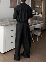 Men's Solid Color Lapel Casual Two Pieces Outfit SKUL30320