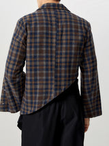 Mens Asymmetrical Hem Plaid Long-Sleeve Blazer SKUK81208