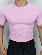 Men's Solid Color Textured Long Sleeve T-Shirt SKUL42541