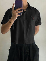 Men's Heart Embroidery Short Sleeve Shirt SKUL54730