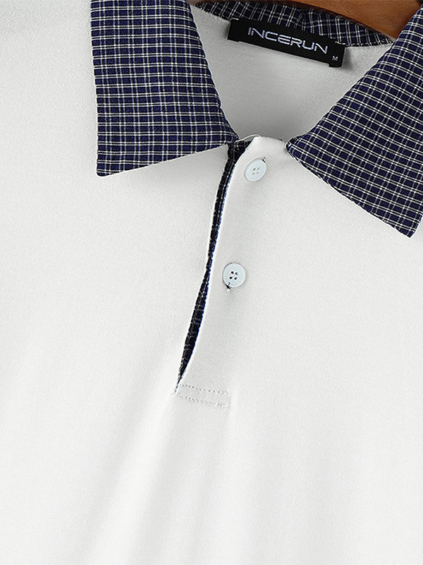 Mens Plaid Colorblock Short Sleeve Shirt SKUL10742