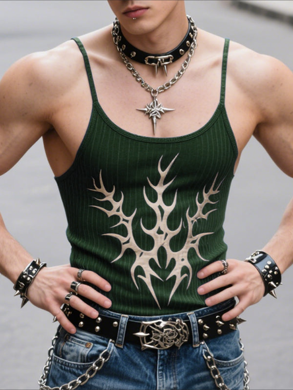 Men's Flame Print Sleeveless Tank SKUL23950