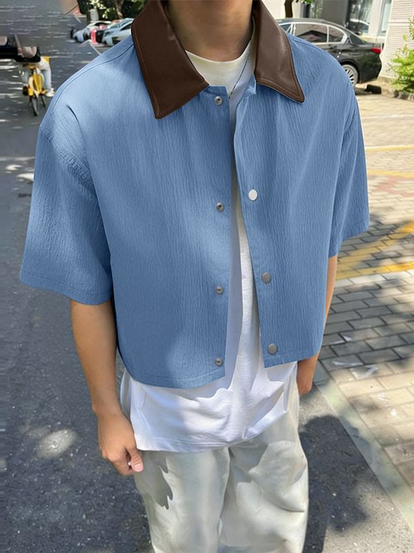 Men's Solid Color Utility Short Sleeve Shirt SKUL58671