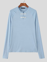 Men's Solid Color Textured Long Sleeve T-shirt SKUL45408