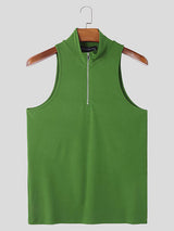 Mens Solid Color Zipper Textured Tank SKUL03646