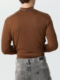 Mens Cutout Half-Collar Long Sleeve Bodysuit SKUK39269