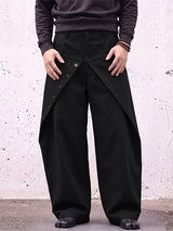 Men's Avant-Garde Darkwear City Walk Asymmetric Button Flap Balloon Wide-Leg Pant SKUL85218