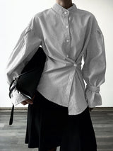 Men's Deconstructed Striped Long Sleeve Shirt SKUL35267