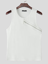 Mens Textured Asymmetrical Zip Sleeveless Tank SKUL01094