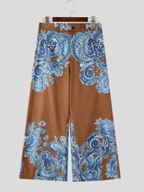 Men's Avant-Garde Paisley Print High-Waisted Fluid Extra Wide-Leg Drape Pant SKUL66887