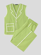 Men's Contrast Stripe Casual Two Pieces Outfit SKUL20995