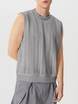 Mens Hollow Out Crew Neck Sleeveless Vest SKUK05910