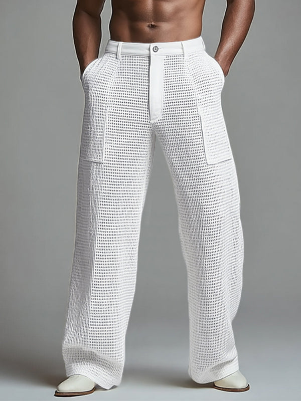 Men's Solid Color Sheer Mesh Casual Pant SKUL22240