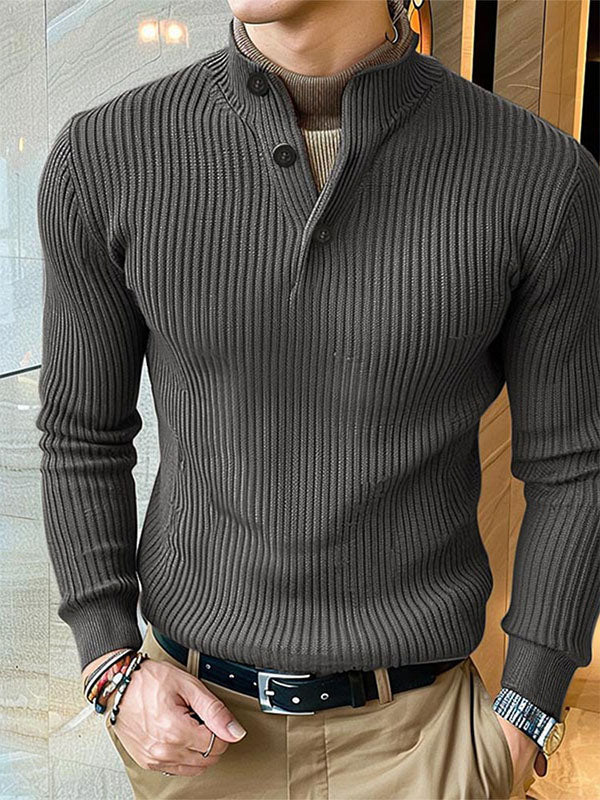 Mens Textured Pullover Long-Sleeve Sweater SKUK75075