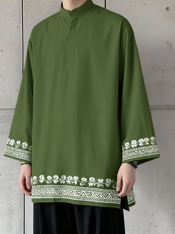 Men's Floral Print Long Sleeve Shirt SKUL48861