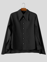 Men's Avant-Garde Party Back Drape Cloak Cape Exaggerated Big Point Collar Long Sleeve Shirt SKUL83132