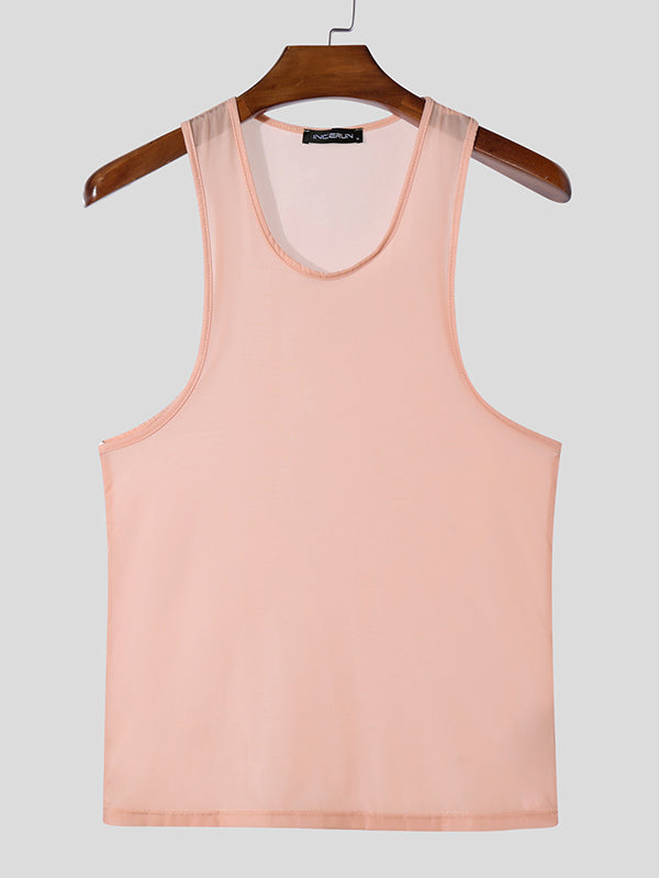 Mens Sexy Sheer Sleeveless Tank SKUK94766