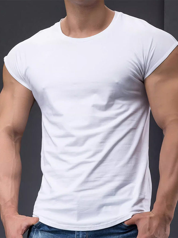 Mens Solid Color Drop Shoulder Short Sleeve T-Shirt SKUL00026