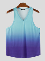 Men's Gradient Knit V-Neck Tank SKUL23577