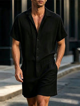 Men's American Vintage Resort Lightweight Cuban Collar Jumpsuit SKUL74624
