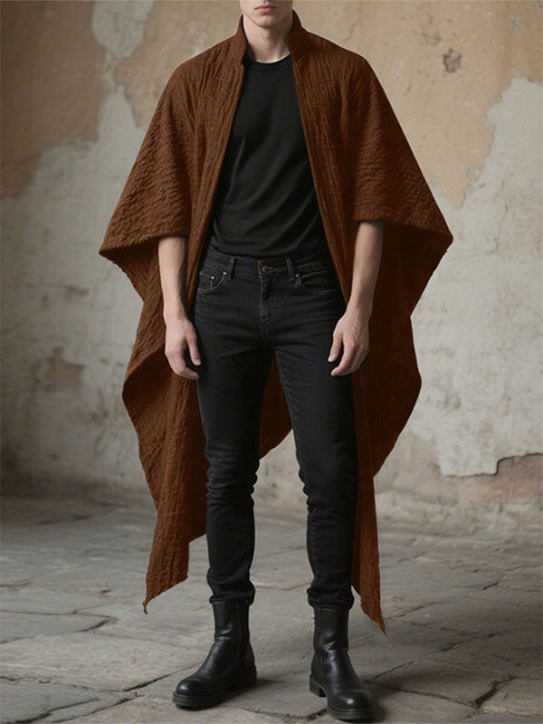 Men's Irregular Hem Texture Long Sleeve Cardigan SKUL24821