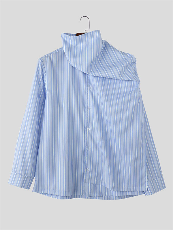 Mens  Deconstructed Striped Long Sleeve Shirt SKUK80500