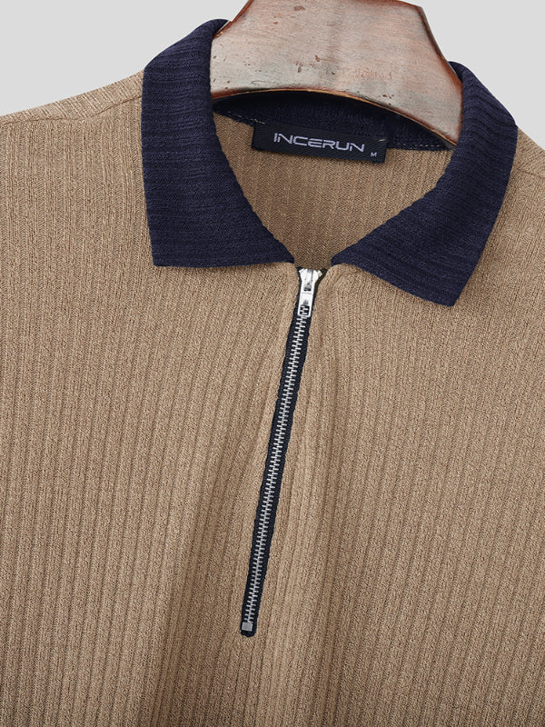 Men's Knit Colorblock Half-Zip Long Sleeve Sweater SKUL28248