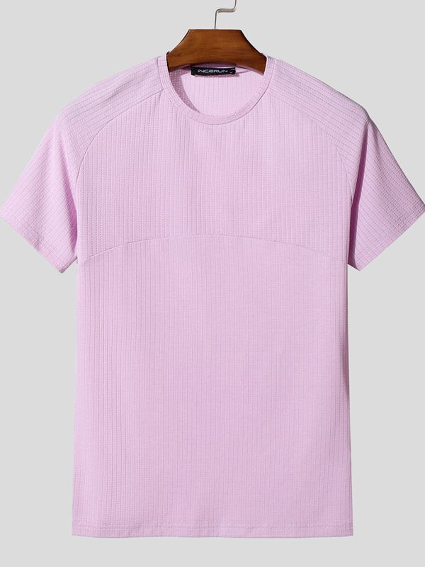 Men's Solid Color Textured Long Sleeve T-Shirt SKUL42541