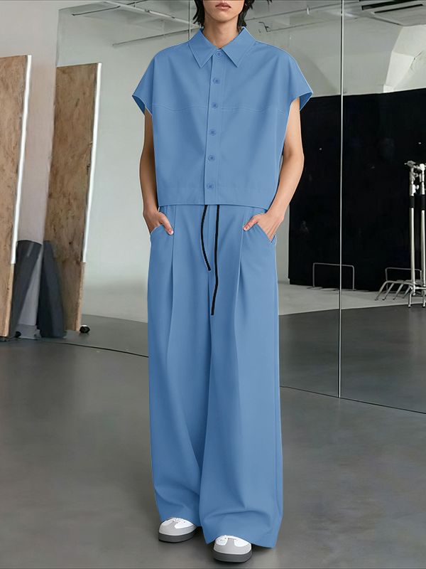 Men's Solid Color Casual Two Piece Outfit SKUL46013