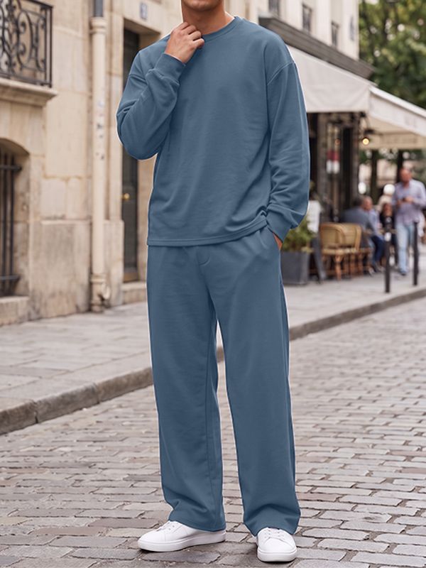 Men's Solid Color Casual Two Pieces Outfit SKUL28508