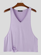 Men's Solid Color Distressed Strap Tank SKUL47745