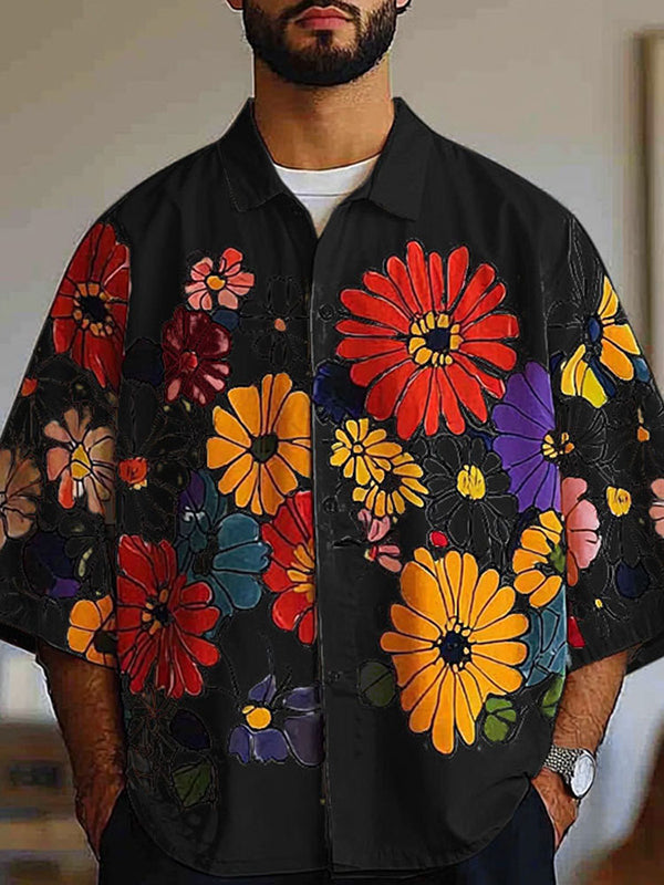 Mens Floral Print Long Sleeve Shirt SKUL04316
