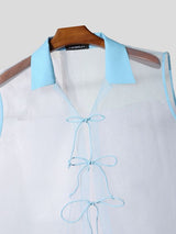 Men's Avant-Garde Longline Sheer Organza Sleeveless Shirt SKUL60268