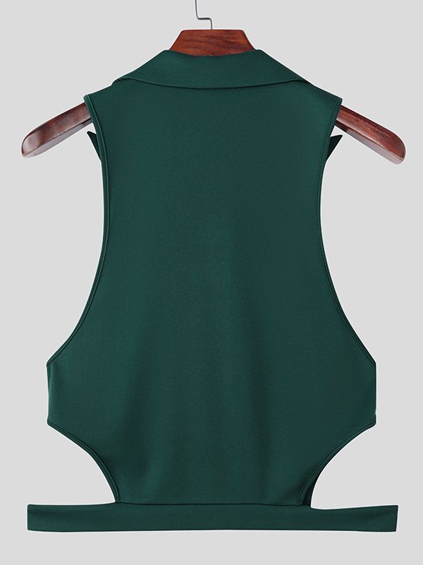 Men's Solid Color Side Cutout Tank SKUL46512