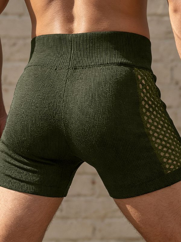Men's Avant-Garde Streetwear Fitness Mesh Panel High Waist Compression Short SKUL68423