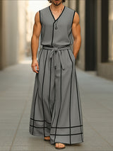 Men's Bold Line Colorblock Two Pieces Outfit SKUL23930