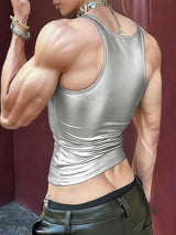 Men's Solid Color Glossy Cropped Tank SKUL50525
