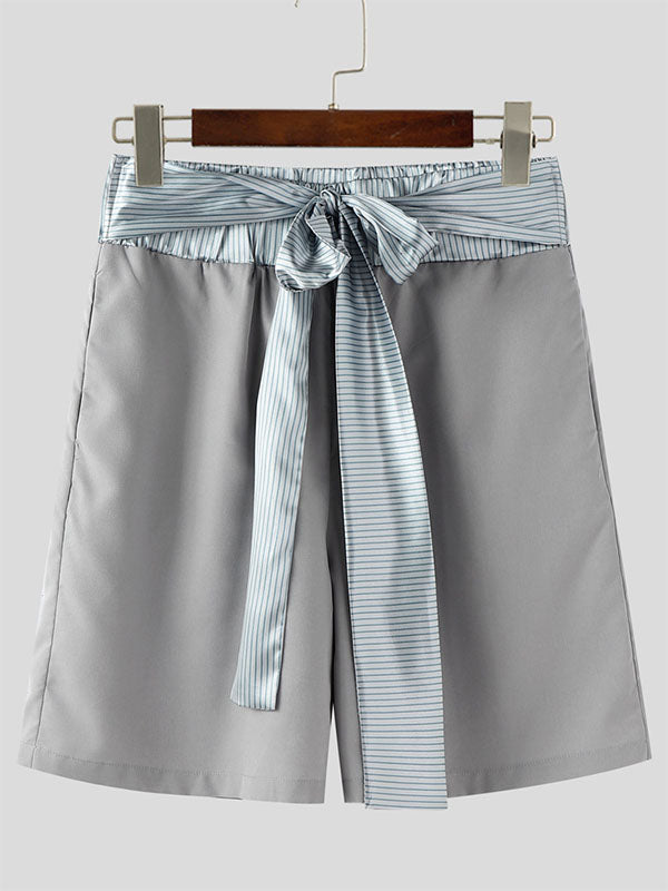 Mens Tie Detail Patchwork Striped Casual Short SKUL19079