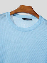 Men's Semi-Sheer Textured Long Sleeve T Shirt SKUL41409