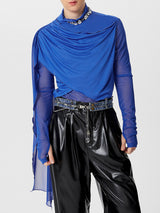 Mens Draped Ribbon Design Long Sleeve T-Shirt SKUK70405