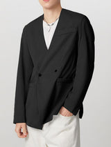 Mens Solid Color V-Neck Fitted Long Sleeve Blazer SKUK79216