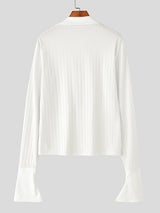 Men's Solid Textured Flared Long Sleeve Cardigan SKUL27437