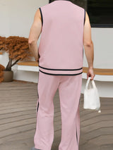 Mens Bold Stripe Color-Block Two Pieces Outfit SKUL15588