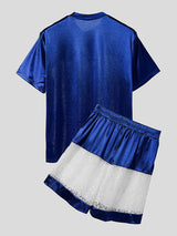 Mens Digital Print Lace Patchwork Two Pieces Outfit SKUL20285