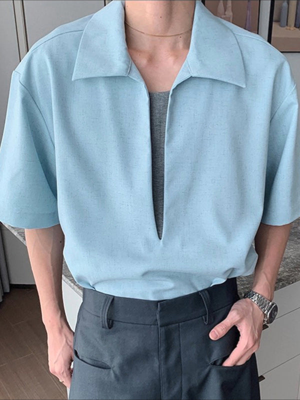 Men's Solid Color Short Sleeve T-Shirt SKUL38866